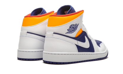 Jordan 1 Mid White Laser Orange Deep Royal Blue