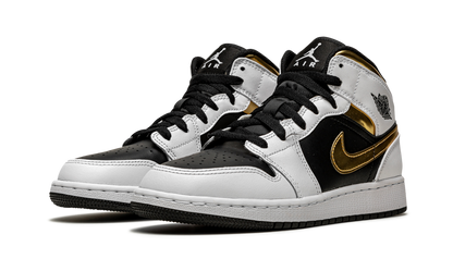 Jordan 1 Mid White Gold Black