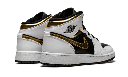 Jordan 1 Mid White Gold Black
