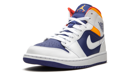 Jordan 1 Mid White Laser Orange Deep Royal Blue