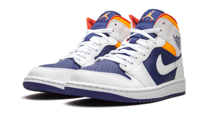 Jordan 1 Mid White Laser Orange Deep Royal Blue