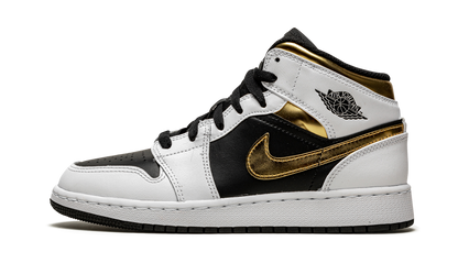 Jordan 1 Mid White Gold Black